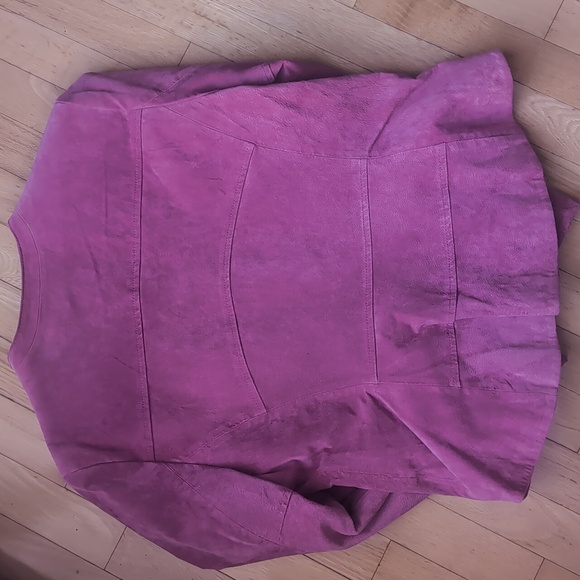 Guillaume Suede Pink Women's Peplum Jacket P2P 20.5 Length 22 - Picture 3 of 4